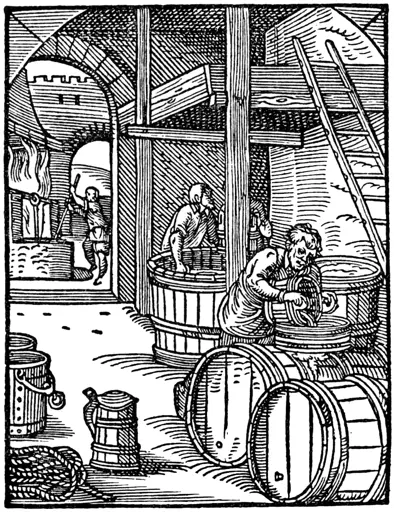 A drawing of an Early Modern German brewery 